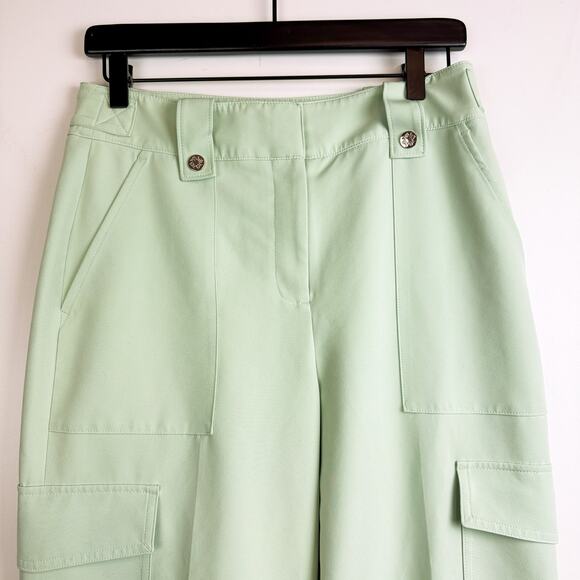 WHBM White House Black Market Light Green Wide Leg Cargo Pants HR 30” - 6 - Picture 2 of 10